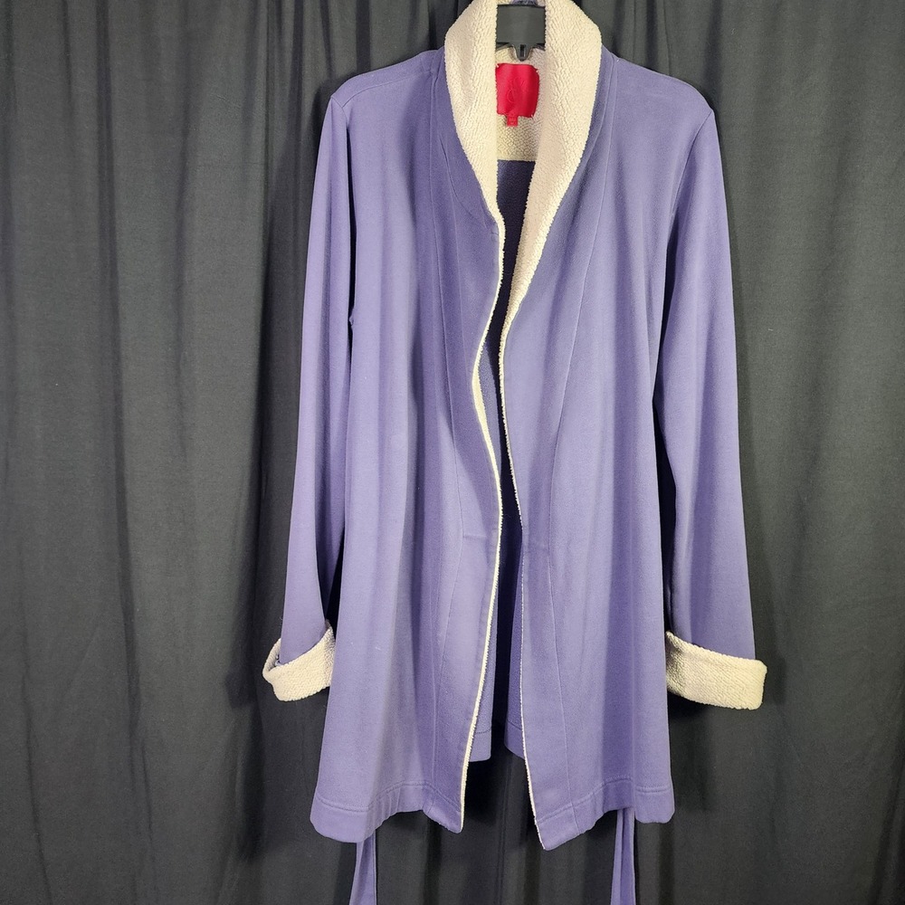 Victoria's‎ Secret Lavender Purple Faux Fur Trim Robe Tie Waist Medium 36007334